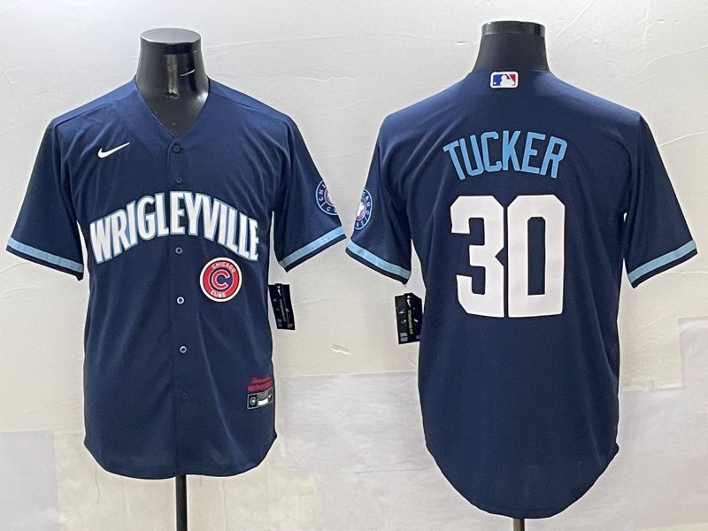 Men Chicago Cubs #30 Tucker Dark Blue City Edition 2025 Nike MLB Jersey style 7
